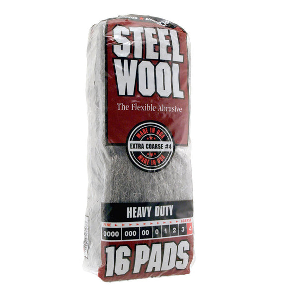 Homax® Steel Wool, Heavy Duty, GRADE #4 16 Pads