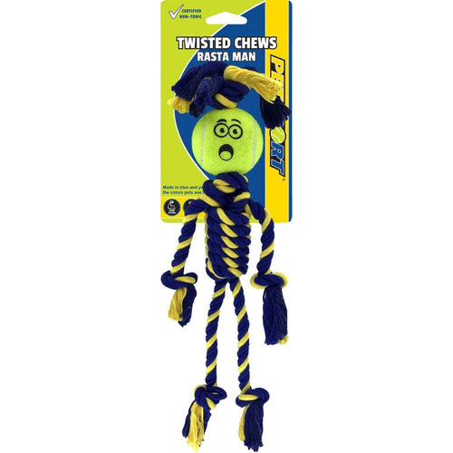 PETSPORT TWISTED CHEWS RASTA MAN W/TUFF BALL